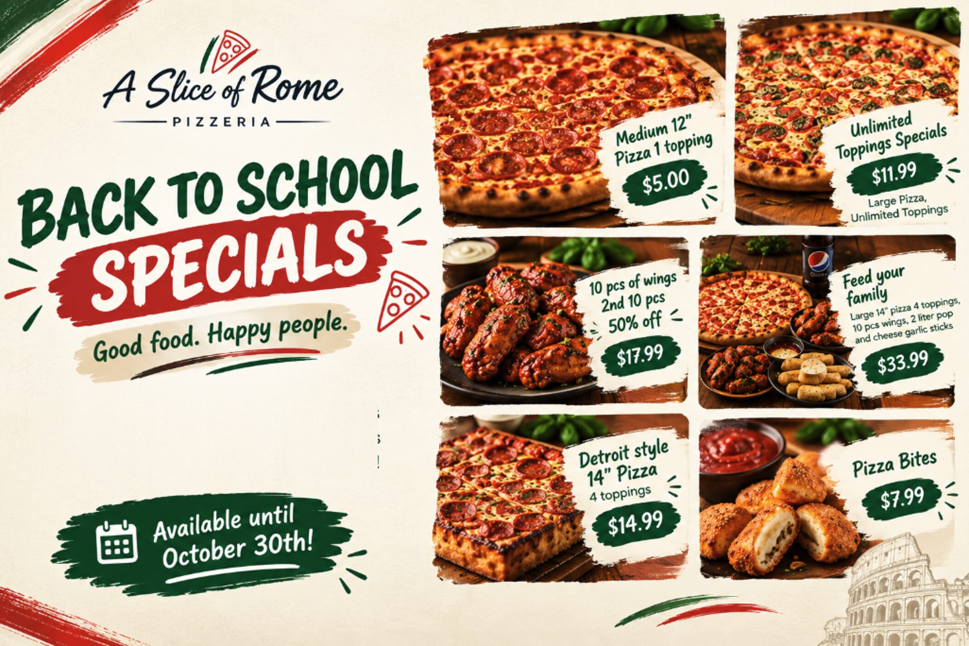 Back to School Specials – Delicious Deals Until October 30th!